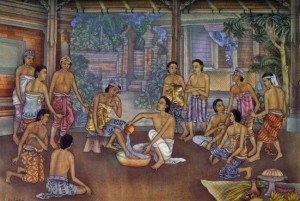 Yesus Membasuh Kaki Muridnya karya Ketut Lasia